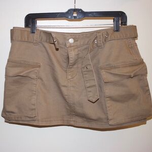 Vanilla Star Large Cargo Tan Mini Skirt